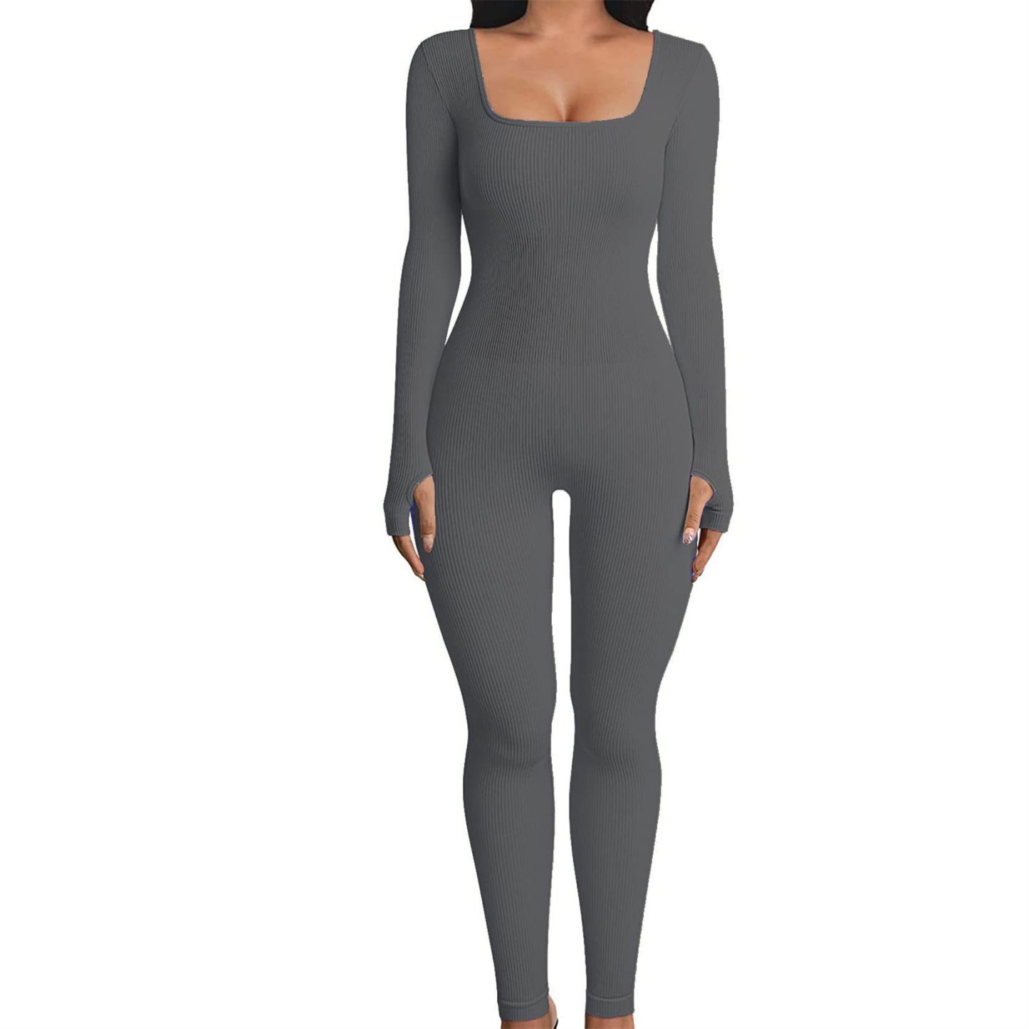 Square-Neck Sexy Bodycon Jumpsuit with Butt-Lifting Design
