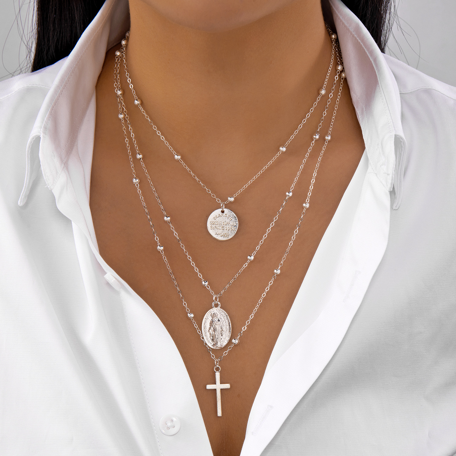 Vintage Luxe CZ Cross Tassel Necklace