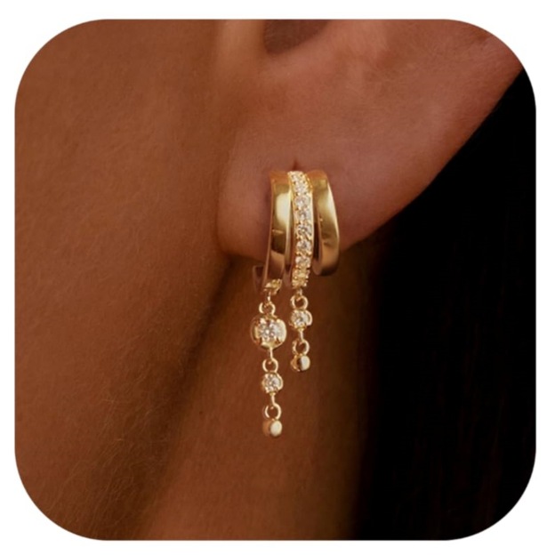 Creative Brass Gold-Plated Zircon Tassel Earrings