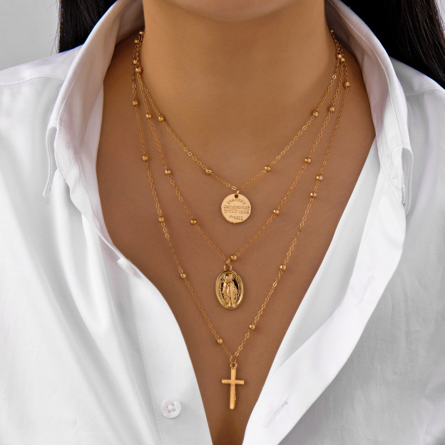 Vintage Luxe CZ Cross Tassel Necklace