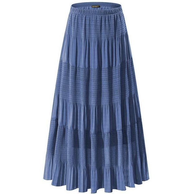 Women's Chiffon Elastic High Waist Pleated A Line Flared