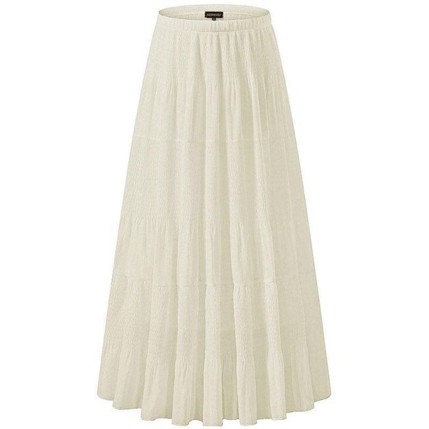 Women's Chiffon Elastic High Waist Pleated A Line Flared