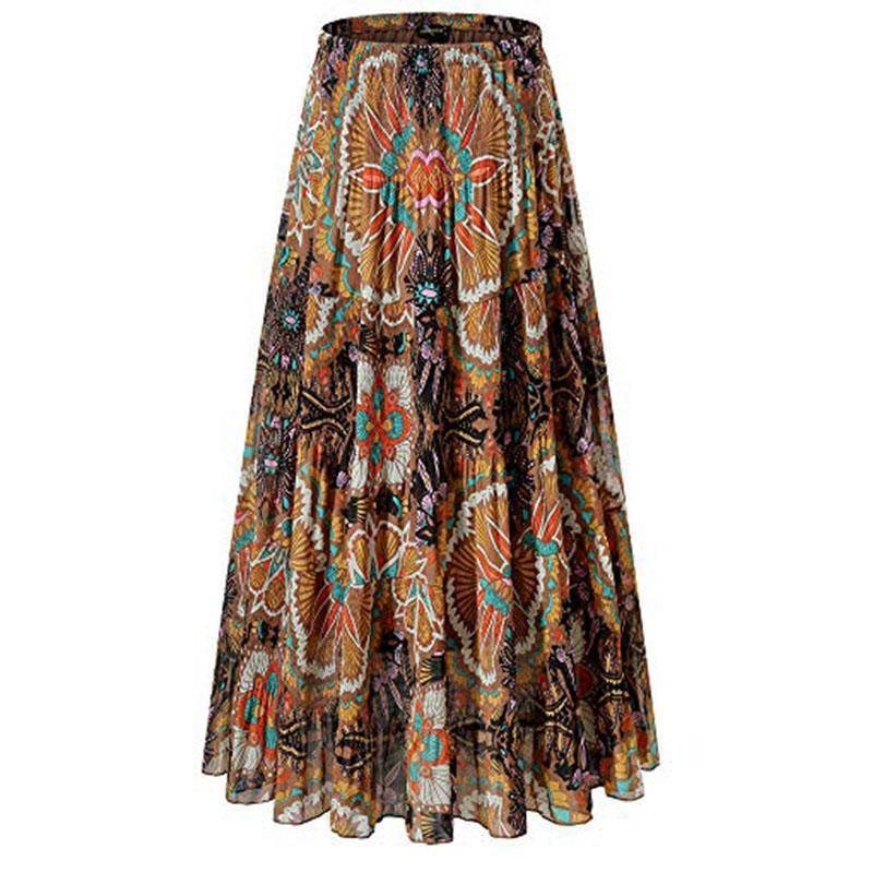 Women's Chiffon Elastic High Waist Pleated A Line Flared