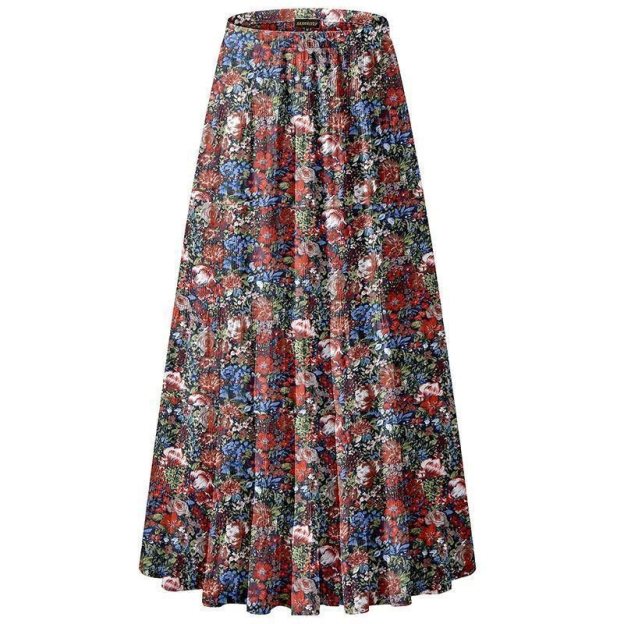 Women's Chiffon Elastic High Waist Pleated A Line Flared