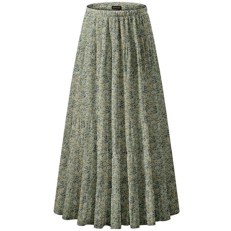 Women's Chiffon Elastic High Waist Pleated A Line Flared