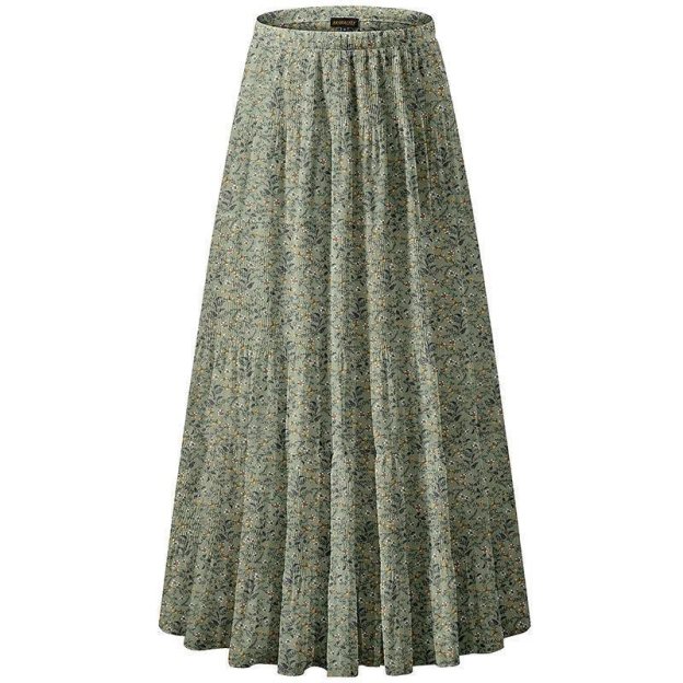Women's Chiffon Elastic High Waist Pleated A Line Flared