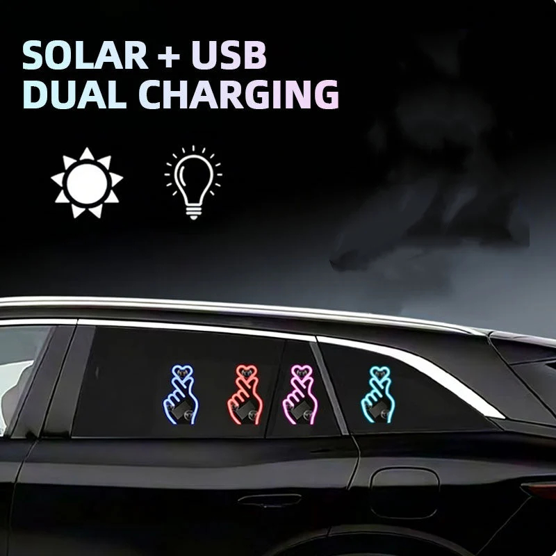 Solar-Powered Finger Heart Car Window Light