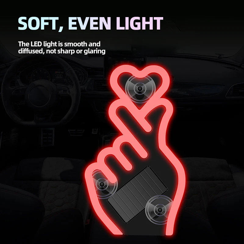 Solar-Powered Finger Heart Car Window Light