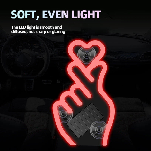 Solar-Powered Finger Heart Car Window Light