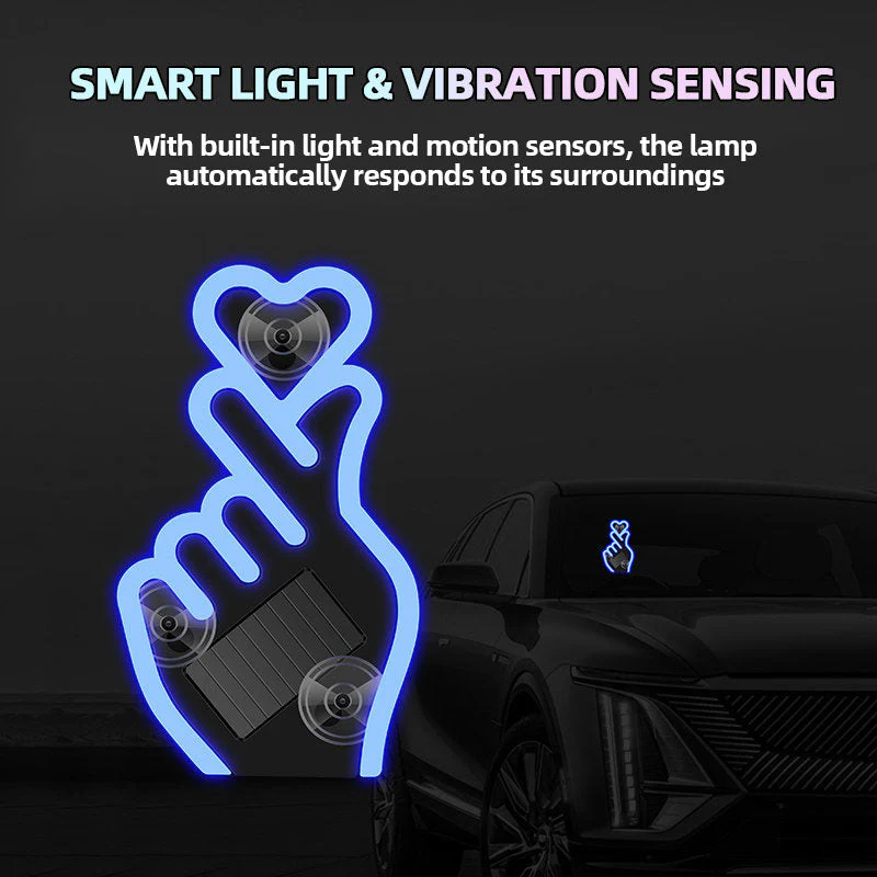 Solar-Powered Finger Heart Car Window Light