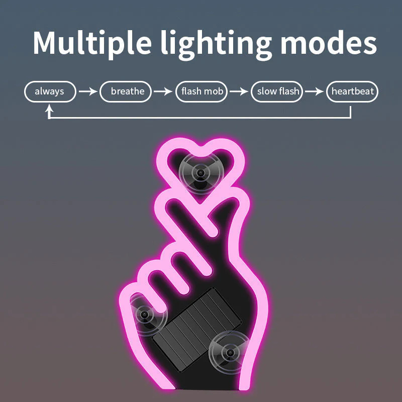 Solar-Powered Finger Heart Car Window Light