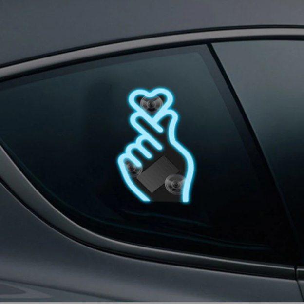 Solar-Powered Finger Heart Car Window Light