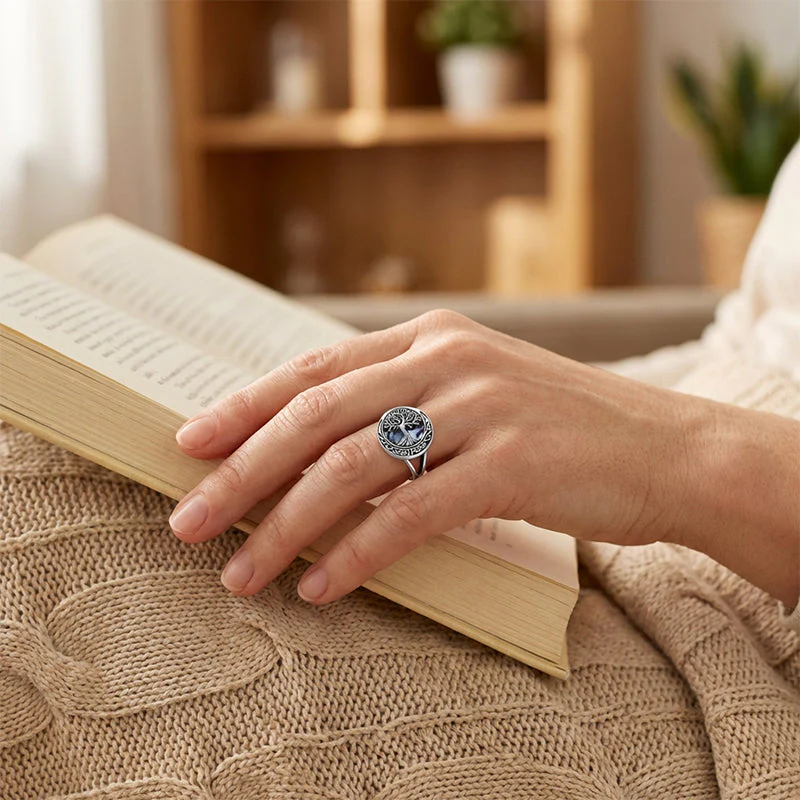 Tree of Life Ring With Abalone Shell