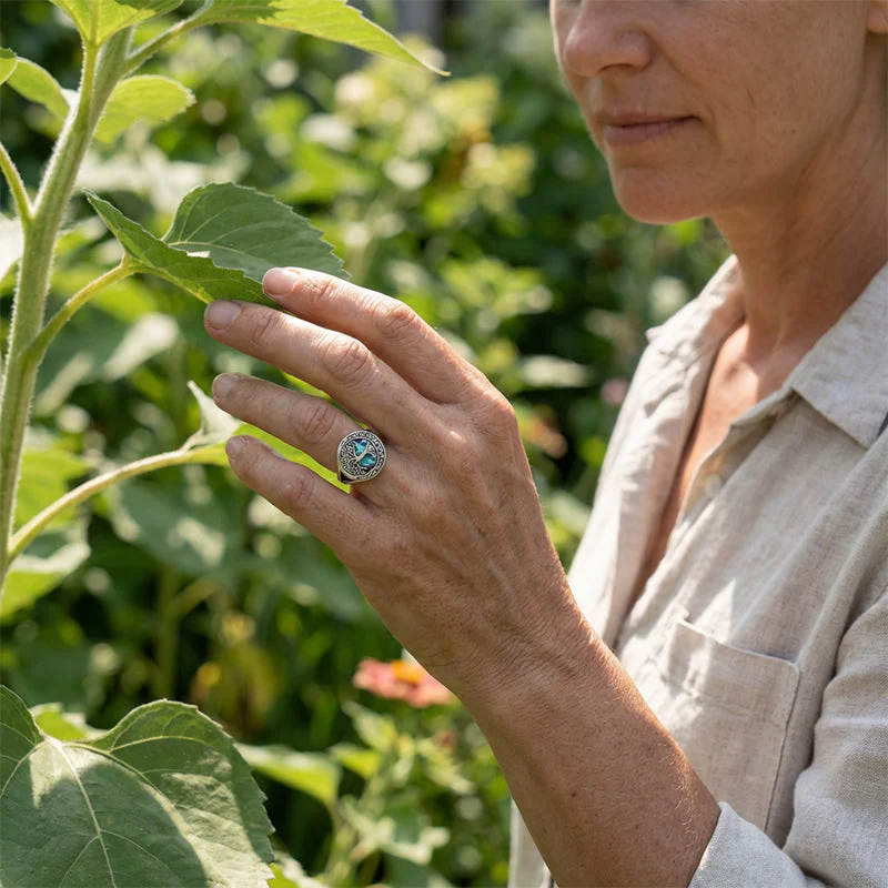 Tree of Life Ring With Abalone Shell