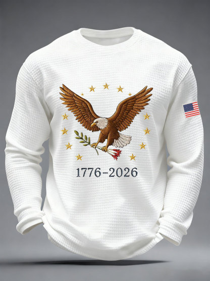 Men's America Waffle Print Casual T-Shirt