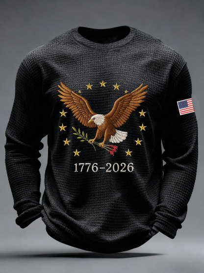 Men's America Waffle Print Casual T-Shirt