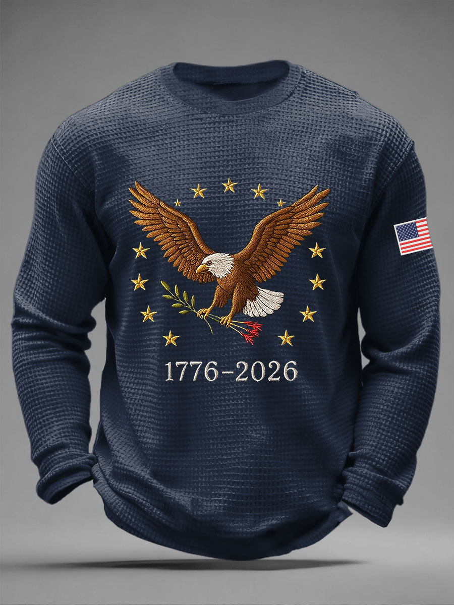 Men's America Waffle Print Casual T-Shirt