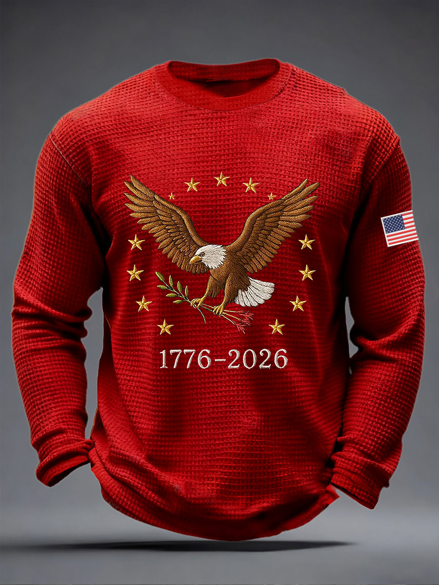 Men's America Waffle Print Casual T-Shirt