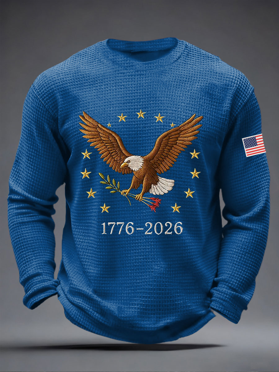 Men's America Waffle Print Casual T-Shirt