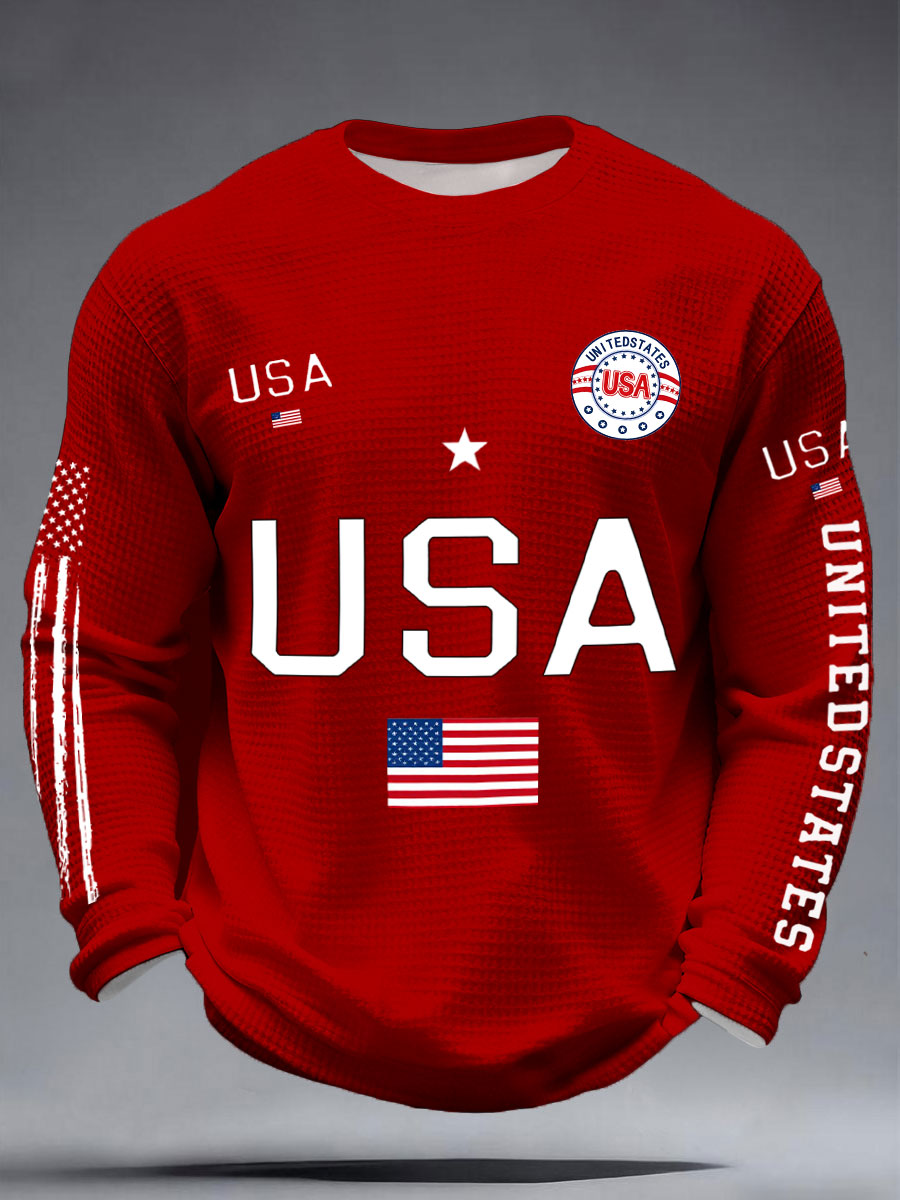 Men's USA Flag Waffle T-Shirts