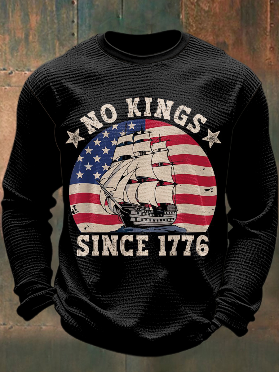 Men's 250th Anniversary Printed Waffle Long Sleeved Round Neck Sweatshirt