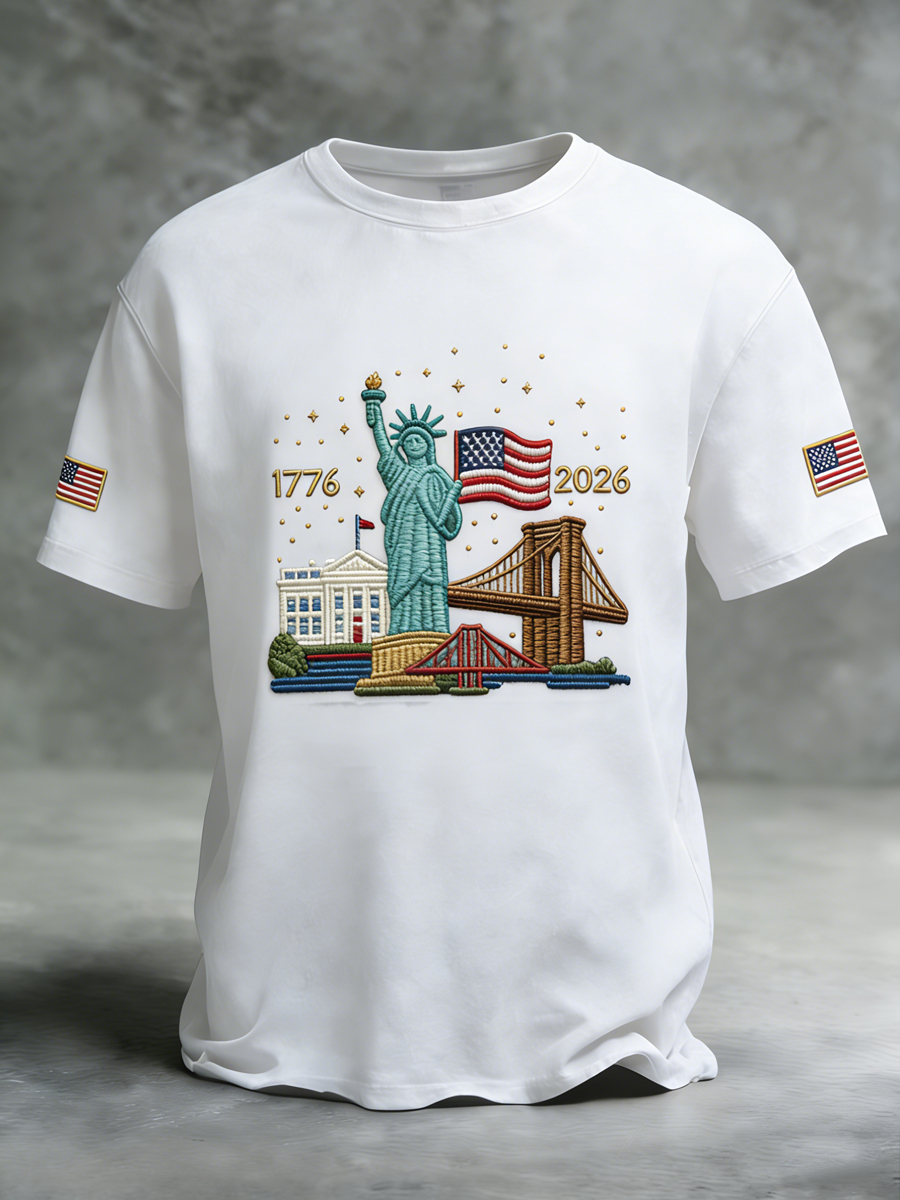 Retro America Flag Casual T-Shirt