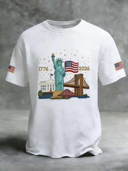 Retro America Flag Casual T-Shirt