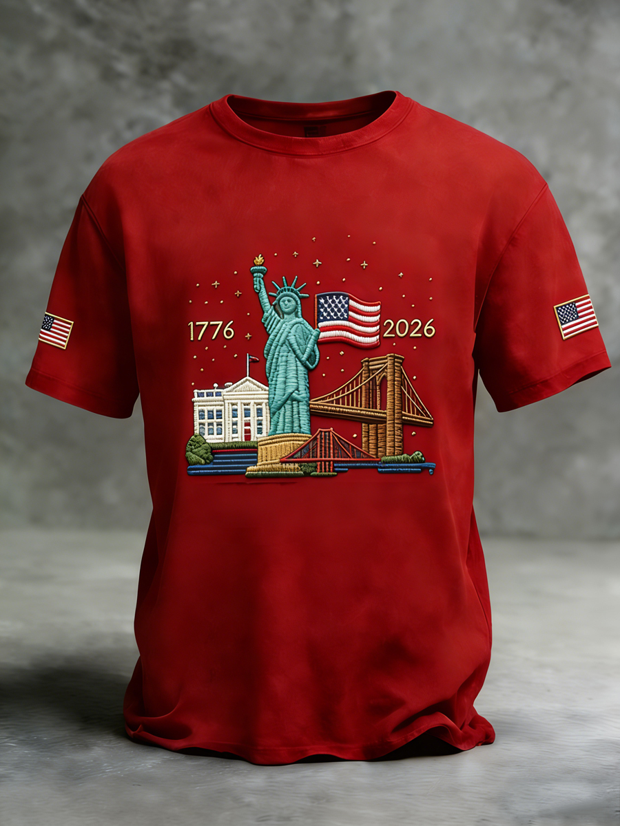 Retro America Flag Casual T-Shirt