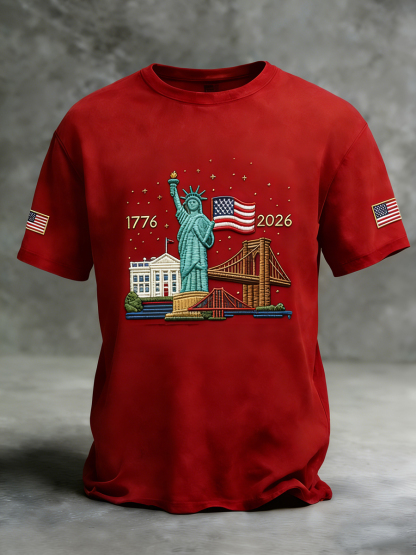 Retro America Flag Casual T-Shirt