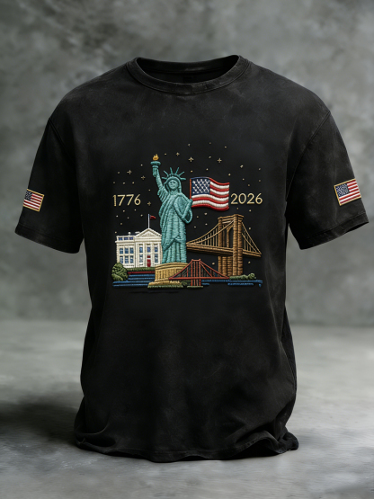 Retro America Flag Casual T-Shirt