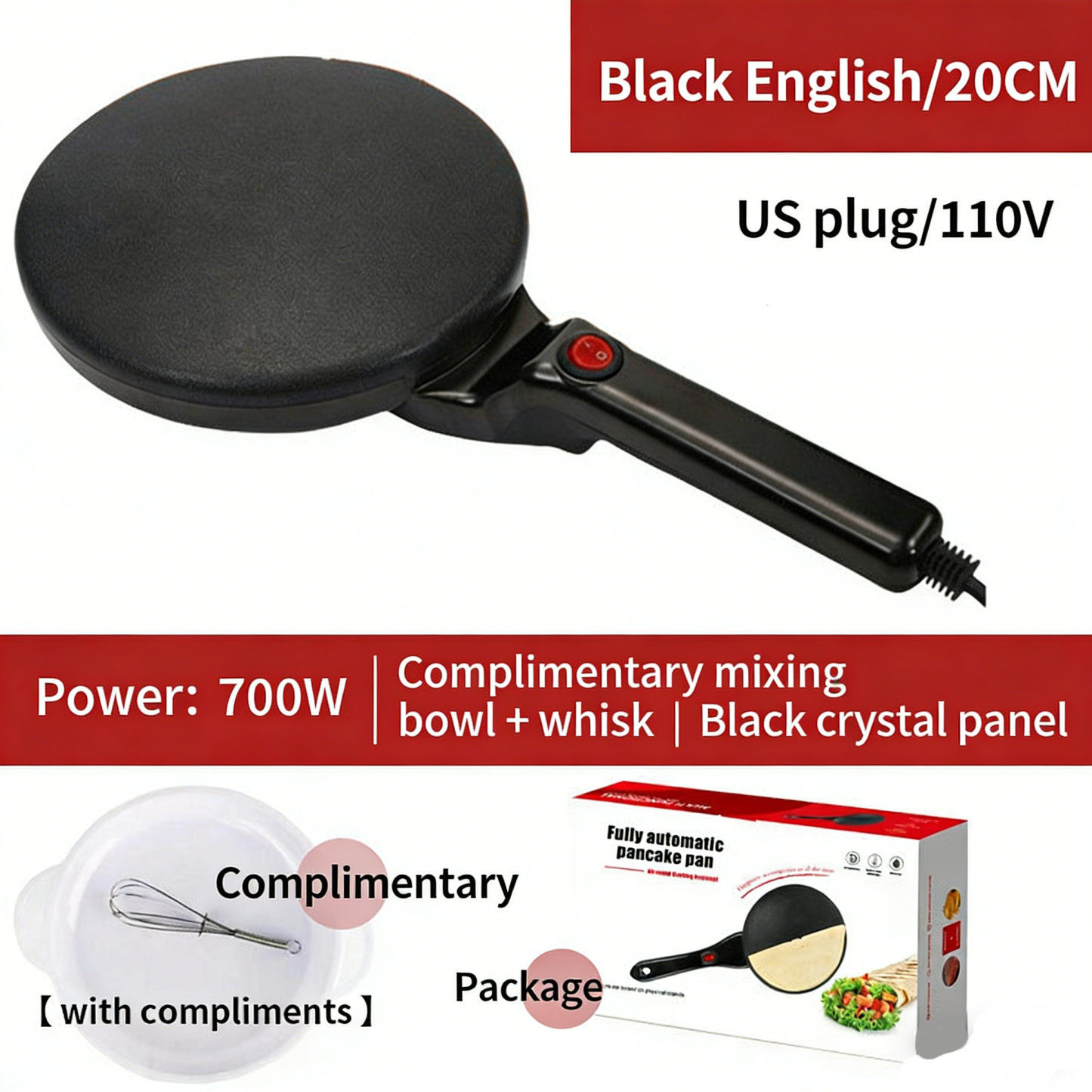 Electric Round Flatbread Maker - 1-Minute Quick Non-Stick Griddle for Tortillas/Pancakes/Crepes