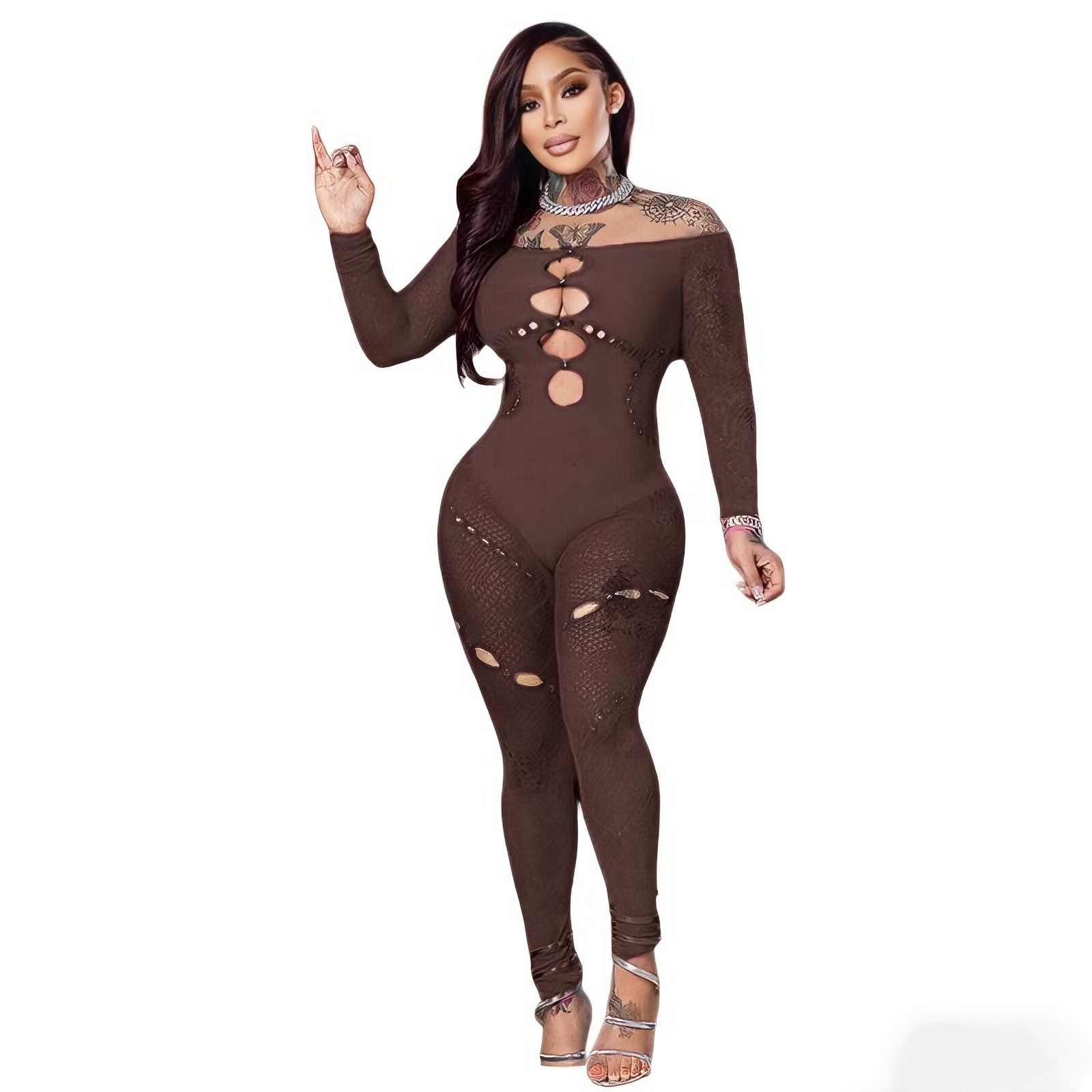 Sexy Off-Shoulder Knit Jumpsuit – High-Stretch, High-Waist, Body-Hugging Fit