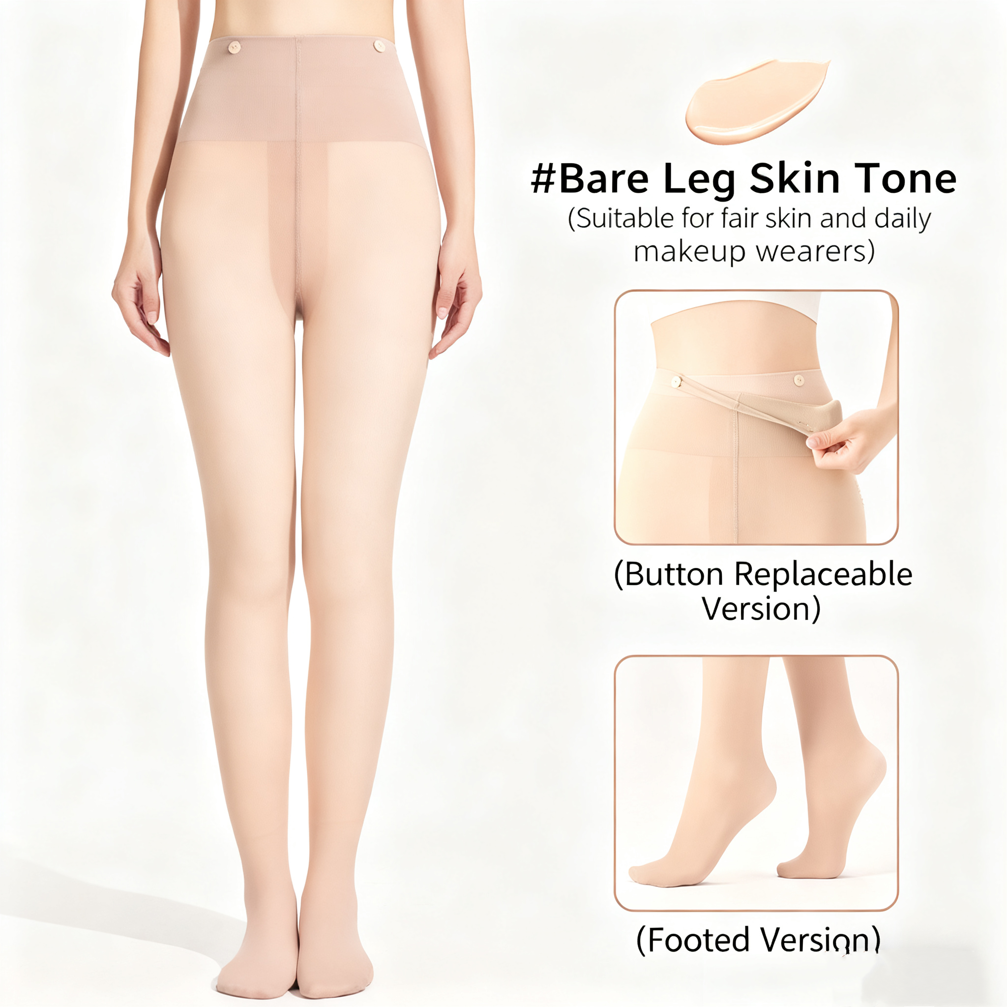 Winter Double-Layer Fleece Nude Tights (Natural Bare-Leg)