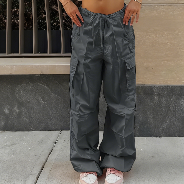 Plus Size Slimming Cargo Pants: Fall Loose Low Waist Streetwear Cuffed Ankle