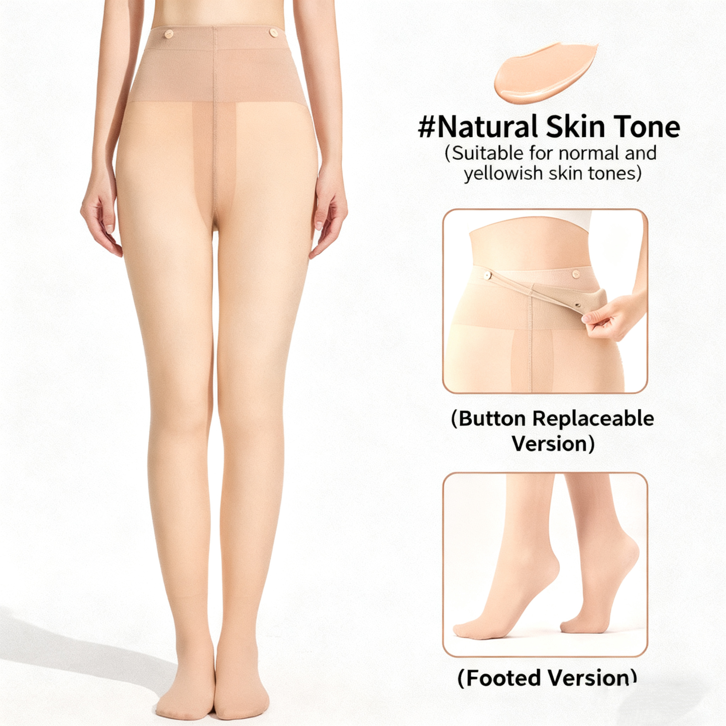 Winter Double-Layer Fleece Nude Tights (Natural Bare-Leg)