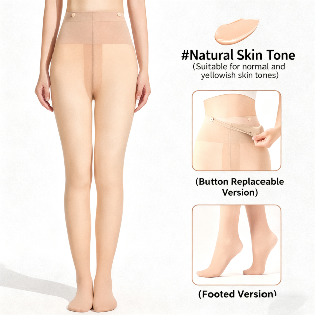 Winter Double-Layer Fleece Nude Tights (Natural Bare-Leg)