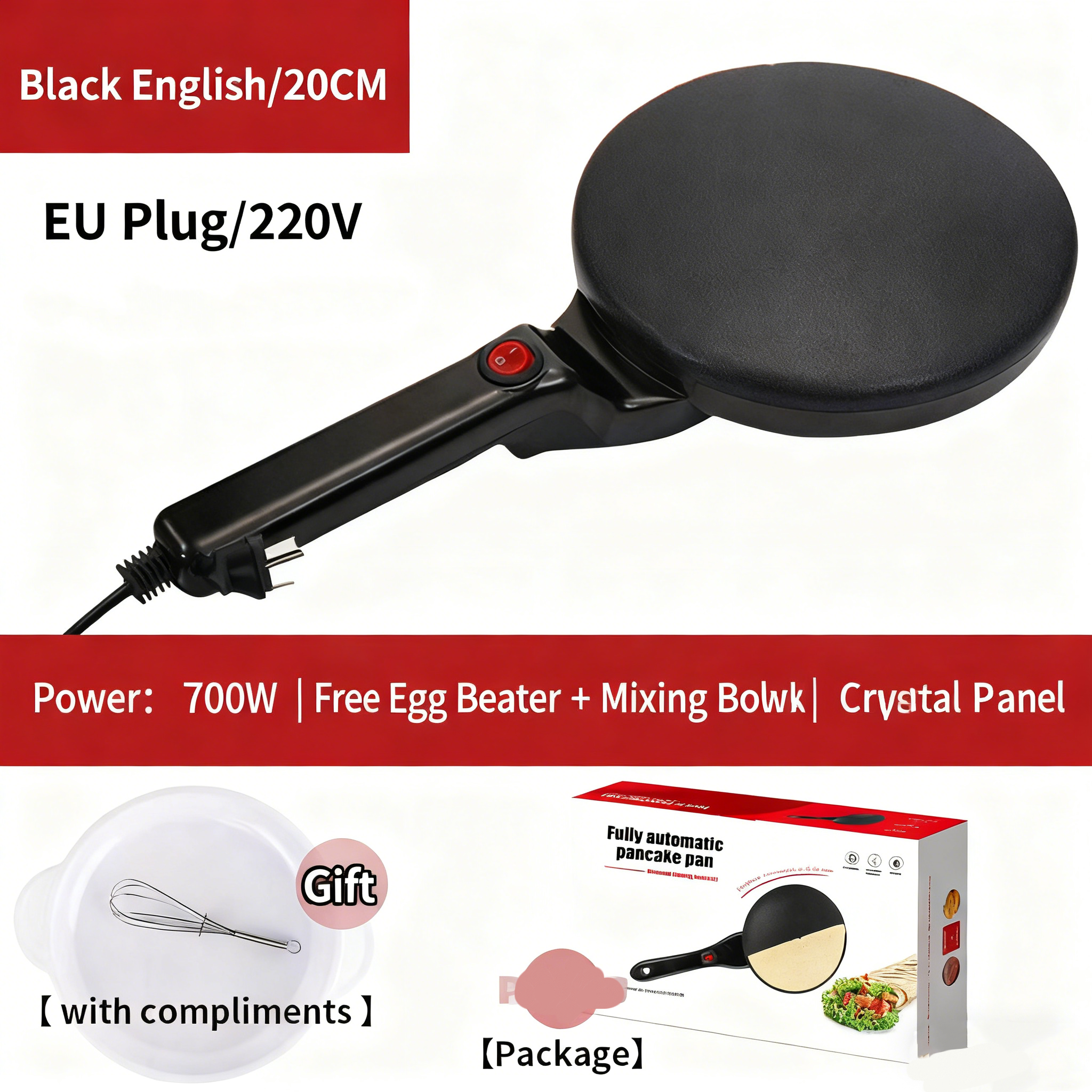 Electric Round Flatbread Maker - 1-Minute Quick Non-Stick Griddle for Tortillas/Pancakes/Crepes