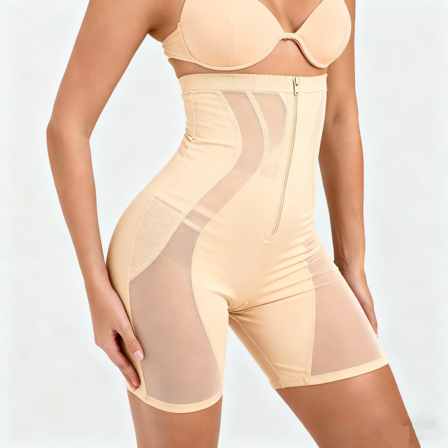 High-Waist Bodysuit with Straps for Full-Body Shaping