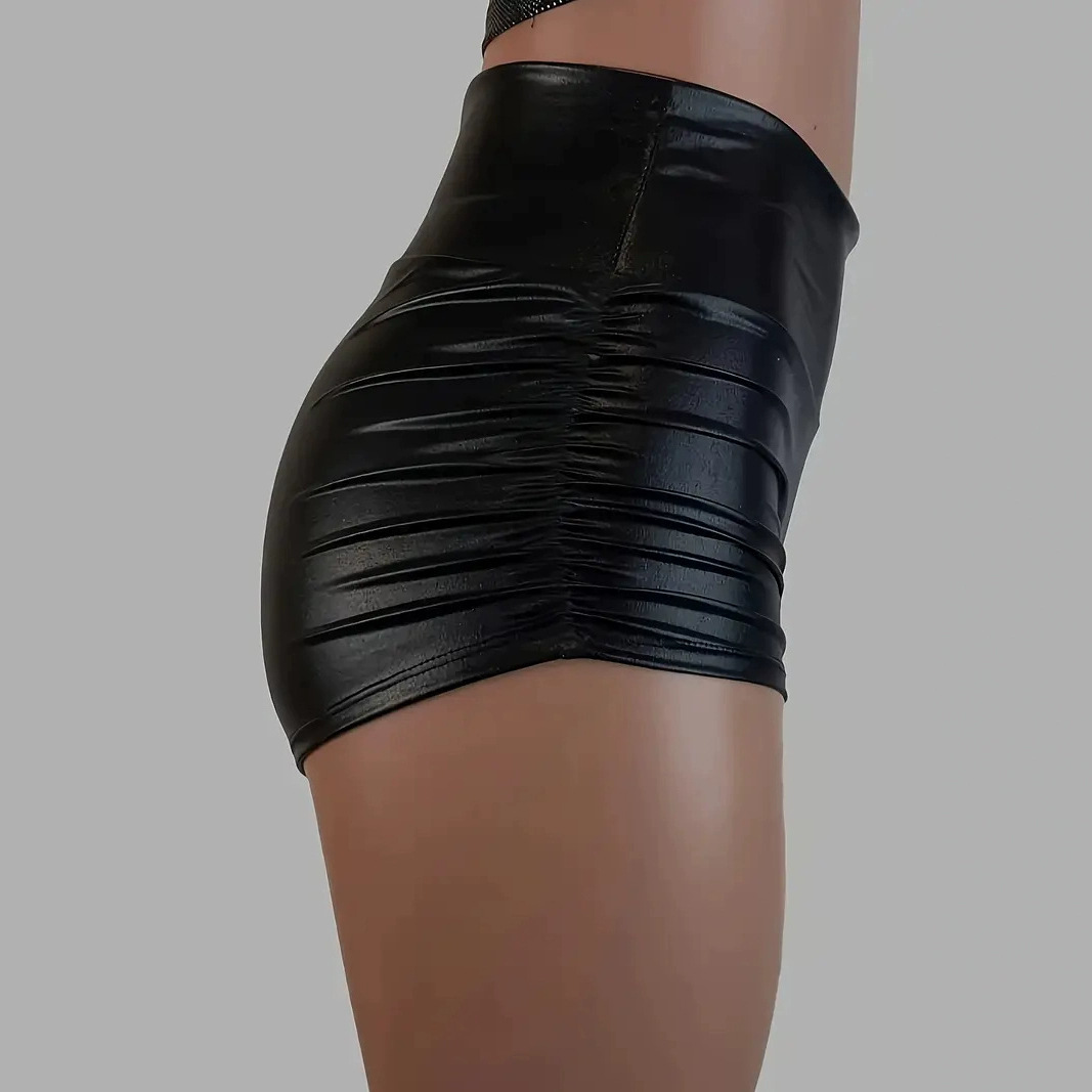 Sleek Curve Faux Leather Mini Shorts