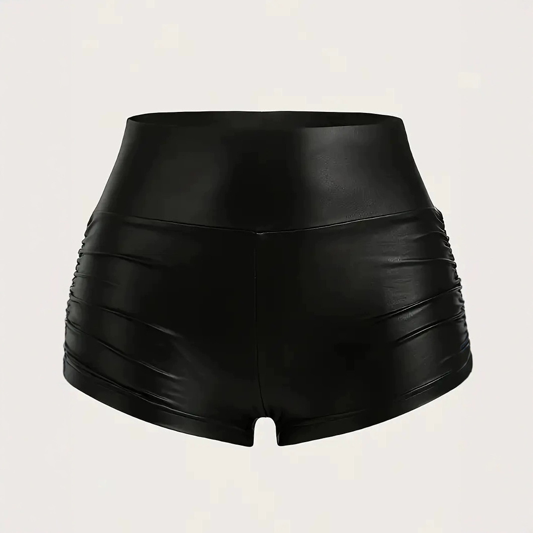 Sleek Curve Faux Leather Mini Shorts