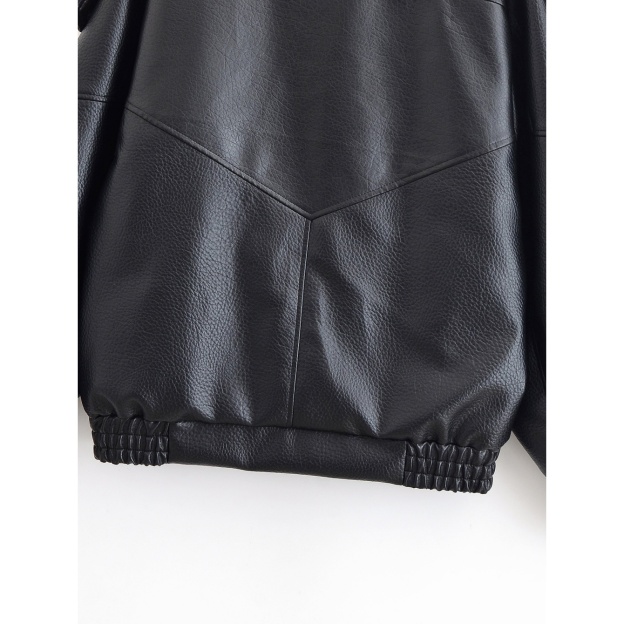 Winter New Vintage Streetwear Lychee Grain Leather Jacket for Women