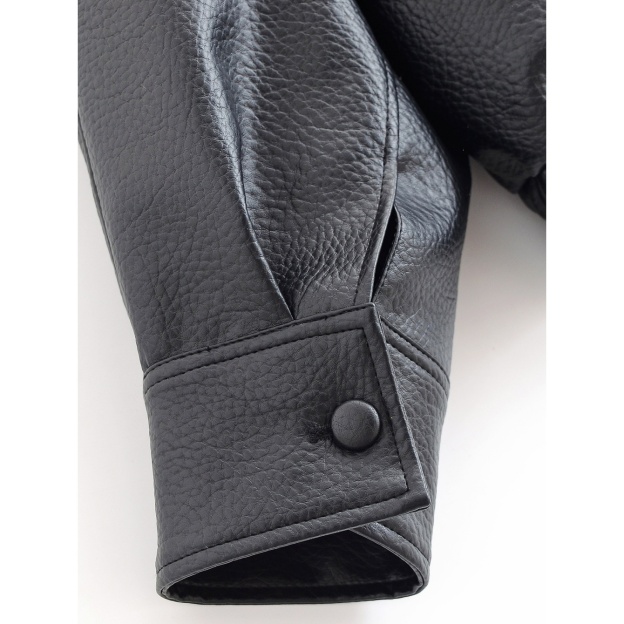 Winter New Vintage Streetwear Lychee Grain Leather Jacket for Women