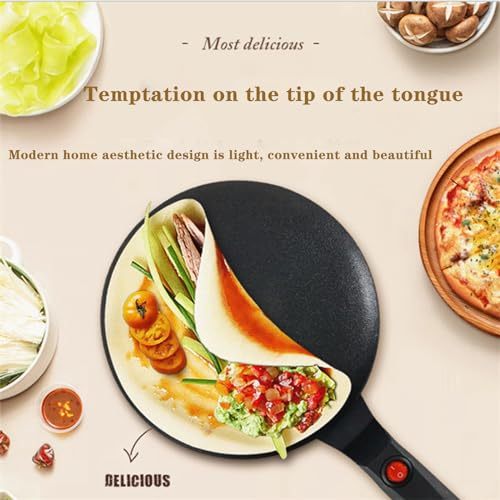Electric Round Flatbread Maker - 1-Minute Quick Non-Stick Griddle for Tortillas/Pancakes/Crepes