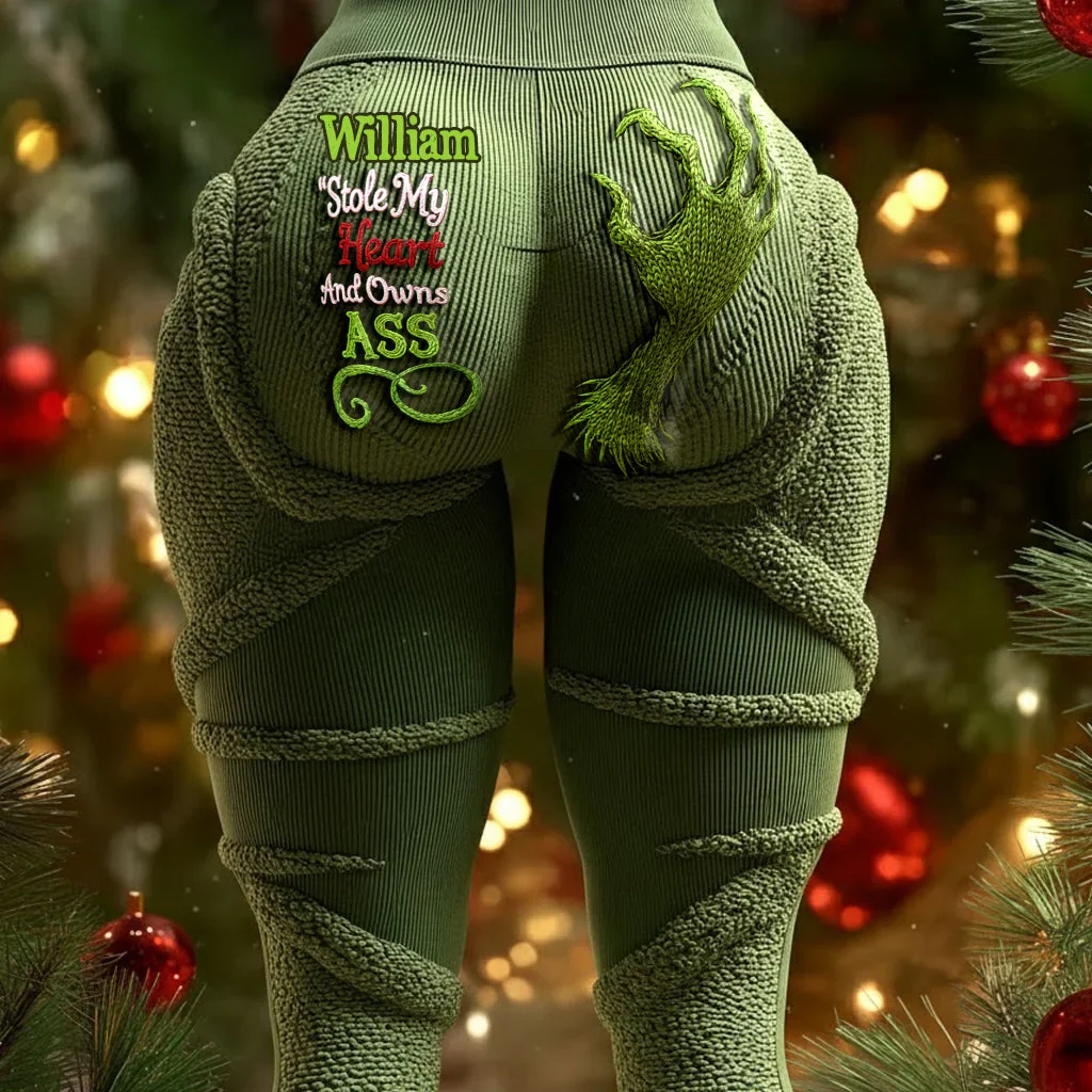 He Stole My Heart And Owns My Ass - Personalized Stole Christmas Leggings