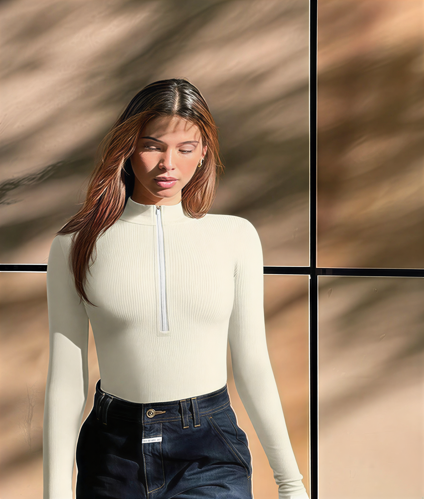 The Matrix Jumpsuit: Ribbed Long-Sleeve with Front Zip