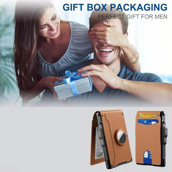 🔥Last Day 50% OFF-💼🔒Men's Simple Bifold Wallet- with Pop Up Aluminum Case Money Clip Slim Leather Slots Credit Card Holder RFID Blocking Bifold Minimalist Wallet(🎁Perfect Gift)