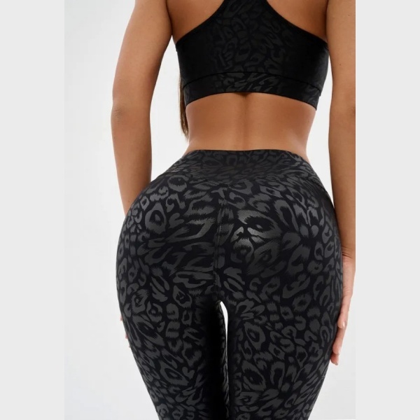 Black Leopard Print High Waist Leggings - Push Up Butt Lifting Gym Yoga Pants