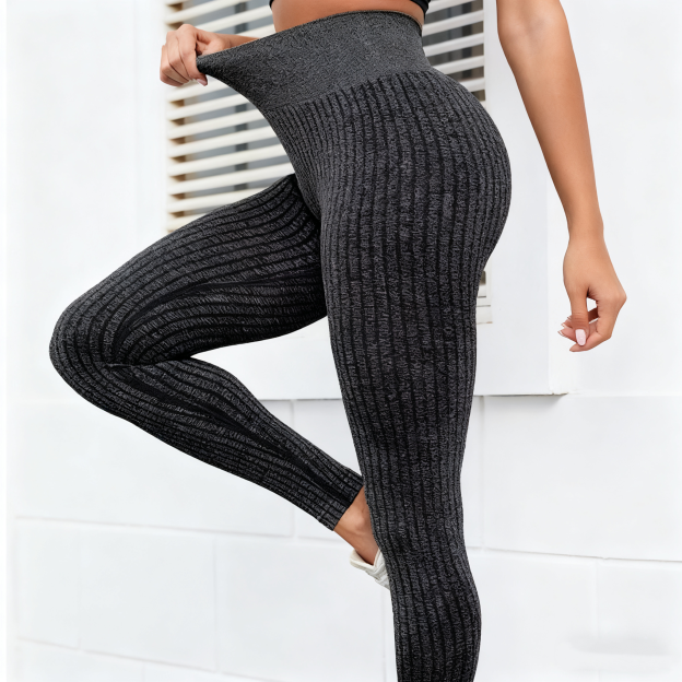 Women's Vertical Rib High-Elastic Yoga Pants