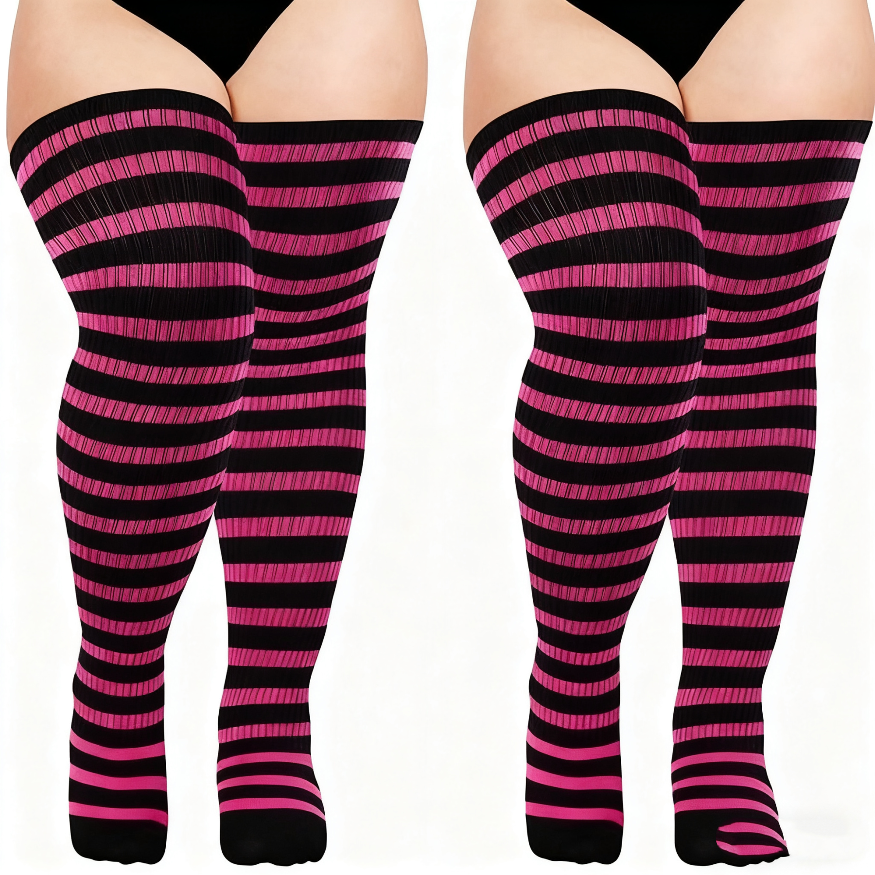 Plus Size Over-Knee Socks - Colorful, Extended, Leg-Slimming