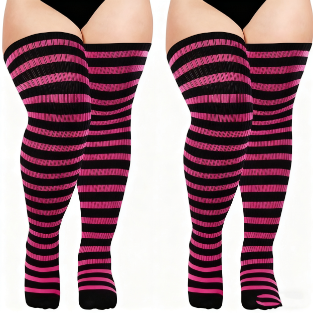 Plus Size Over-Knee Socks - Colorful, Extended, Leg-Slimming